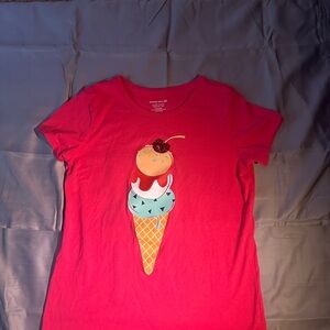 Cherry Ice Cream Graphic Tee for Kids - Vibrant Red